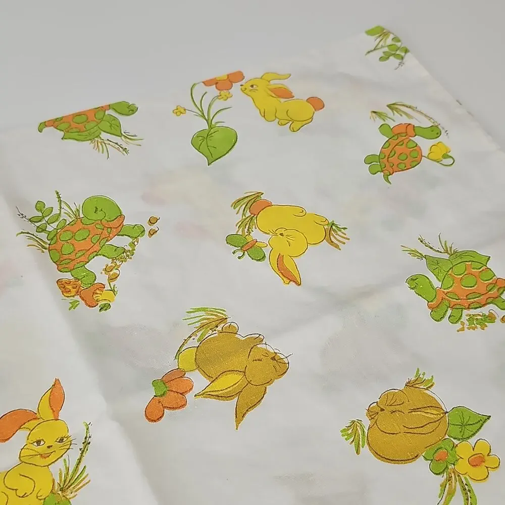 Set of Two Baby Toddler Vintage Pillowcases Turtle Bunny 17.5 x 12.25